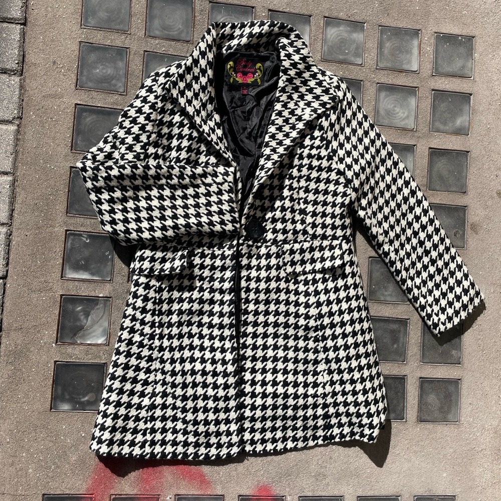 2000s Body Central Black and White Pea Coat - S/M
